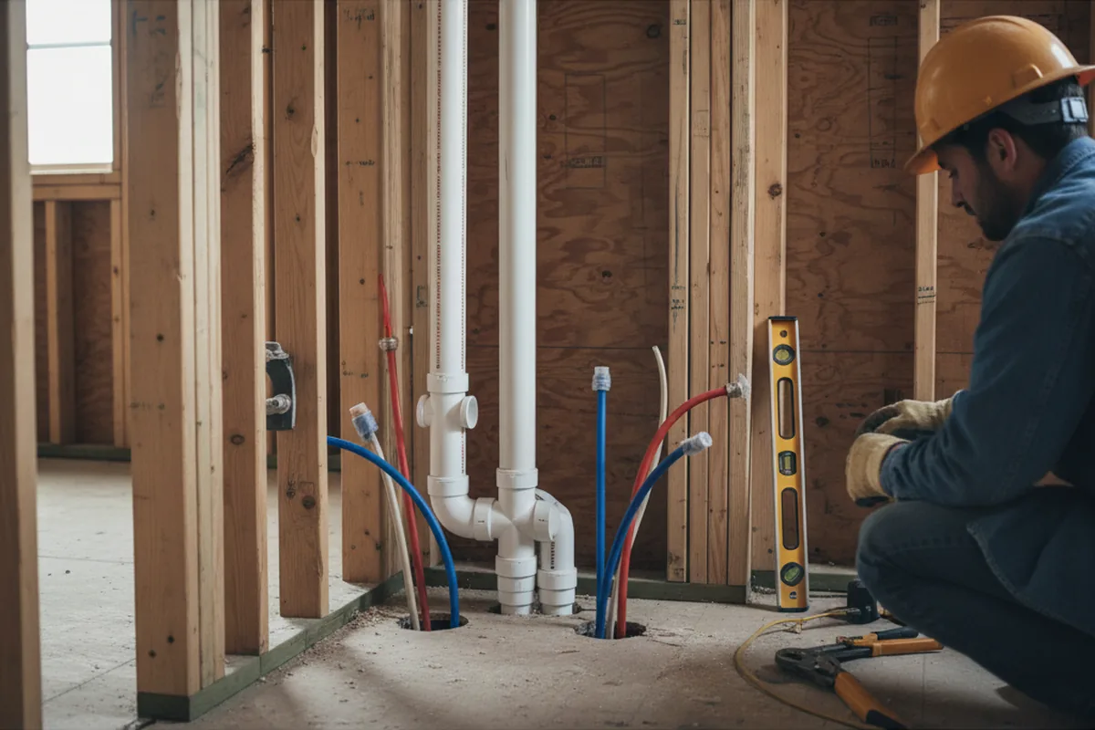 Drain and supply rough-in during Drain Cleaning in Wake Forest