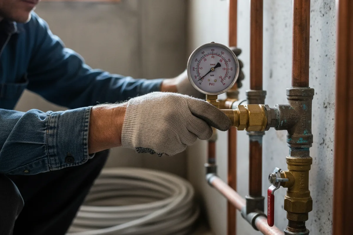 Pressure testing a repaired line during Water Line Repair in Wake Forest